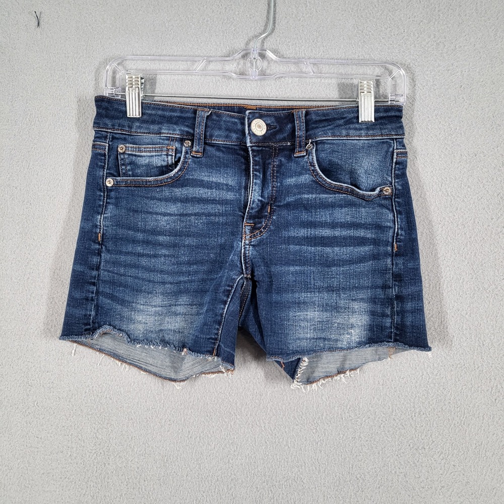 American Eagle‎ Jean Shorts Women's 4 Denim Super Stretch Distressed